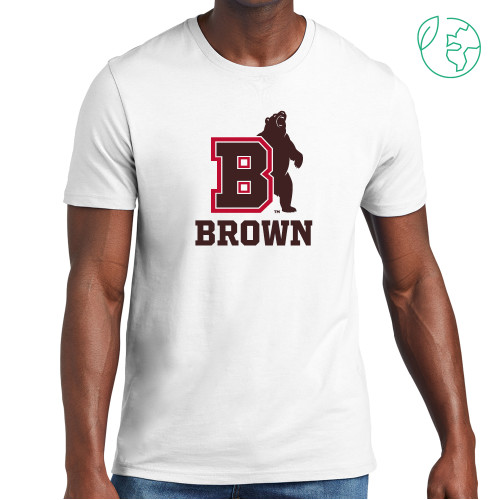  Allmade White Organic Cotton Tee - Bear with B over Brown