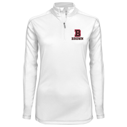  Syntrel Womens White Interlock 1/4 Zip - B Brown