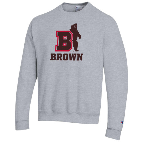  Champion Heather Grey Fleece Crew - Bear with B over Brown