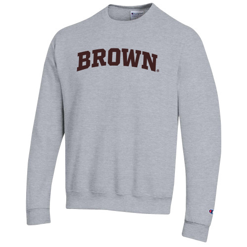  Champion Heather Grey Fleece Crew - Brown Arched