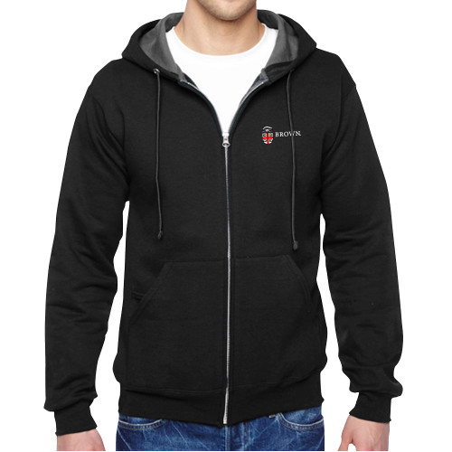  Black Fleece Full Zip Hoodie - Flat University Crest