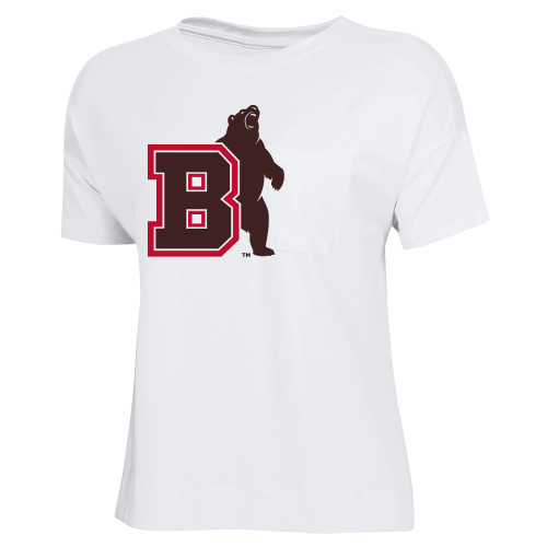  Gear Womens White Luxe Pocket Tee - Bear with B