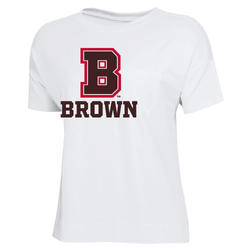  Gear Womens White Luxe Pocket Tee - B Brown