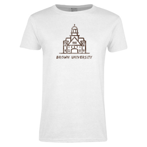  Womens White Short Sleeve Tee - Campus Brown Dist.