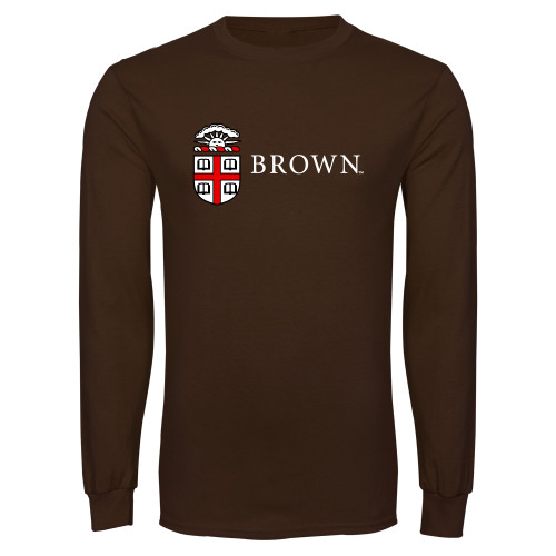  Brown Long Sleeve T Shirt - Flat University Crest