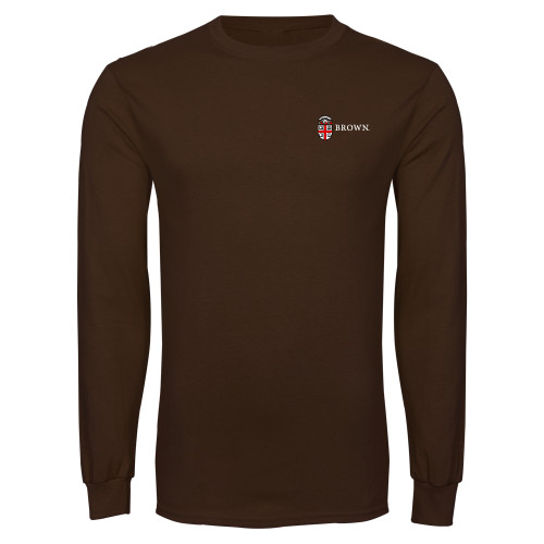  Brown Long Sleeve T Shirt - Flat University Crest