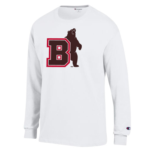  Champion White Long Sleeve T Shirt - Bear with B
