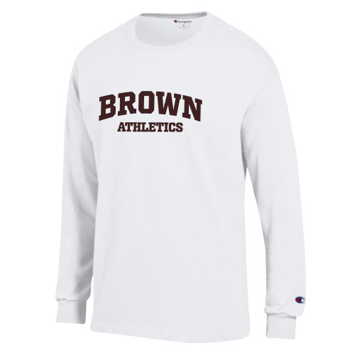  Champion White Long Sleeve T Shirt - Arched Brown Athletics