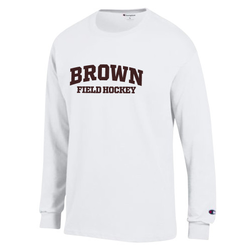  Champion White Long Sleeve T Shirt - Arched Brown Field Hockey