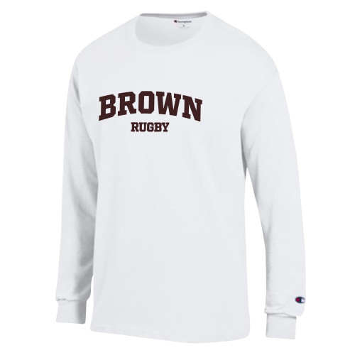  Champion White Long Sleeve T Shirt - Arched Brown Rugby