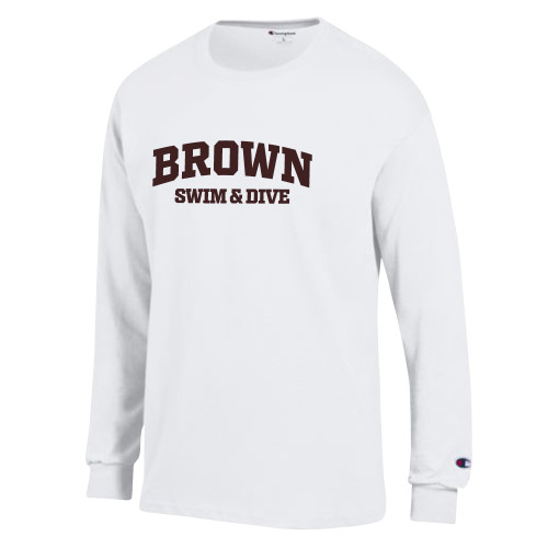  Champion White Long Sleeve T Shirt - Arched Brown Swim and Dive