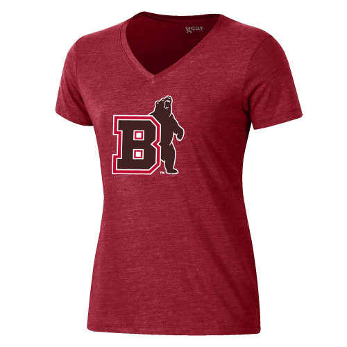  Gear Womens Cardinal Triblend VNeck Tee - Bear with B