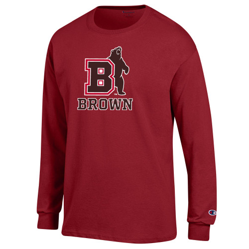  Champion Cardinal Long Sleeve T Shirt - Bear with B over Brown