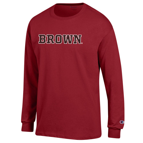  Champion Cardinal Long Sleeve T Shirt - Brown Wordmark