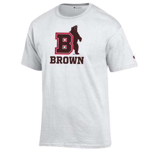  Champion White T Shirt - Bear with B over Brown