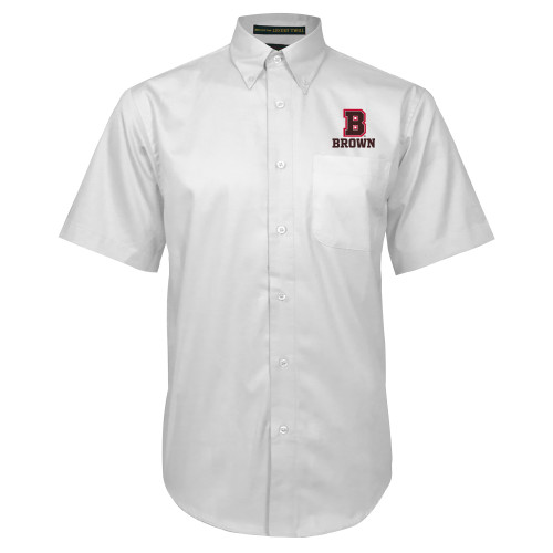  White Twill Button Down Short Sleeve - B Brown