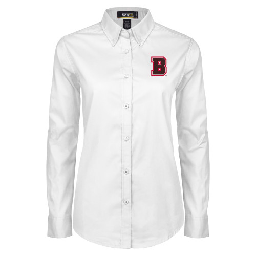  Womens White Twill Button Down Long Sleeve - B