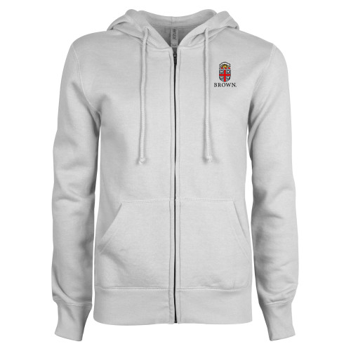  ENZA Womens White Fleece Full Zip Hoodie - Primary University Crest