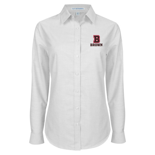  Womens White Oxford Shirt - B Brown