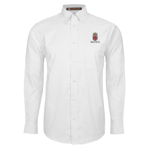  White Oxford Long Sleeve Shirt - Primary University Crest