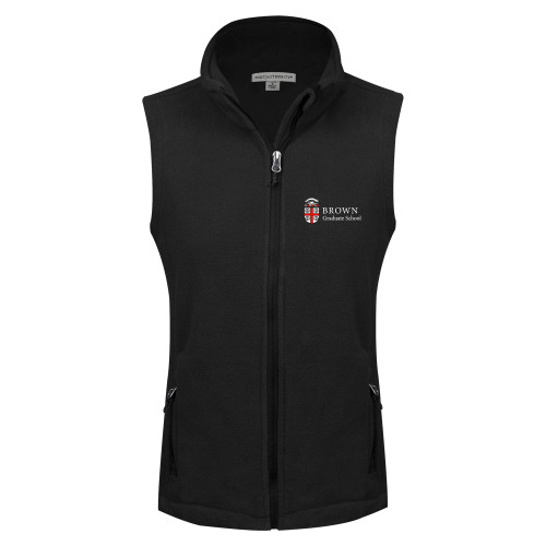  Womens Black Fleece Full Zip Vest - Brown - Graduate School