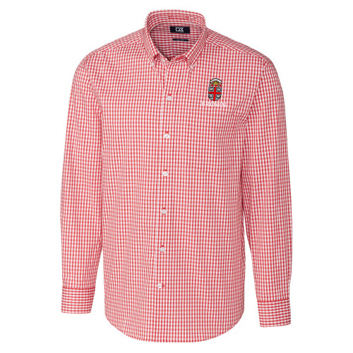  Cutter & Buck Cardinal Gingham Long Sleeve Button Down - Primary University Crest