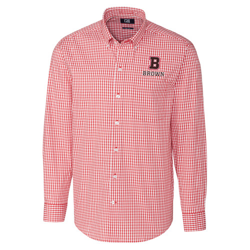  Cutter & Buck Cardinal Gingham Long Sleeve Button Down - B Brown