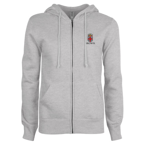  ENZA Womens Grey Fleece Full Zip Hoodie - Primary University Crest