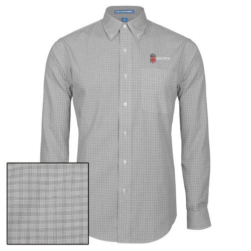  Charcoal Plaid Long Sleeve Button Down - Flat University Crest