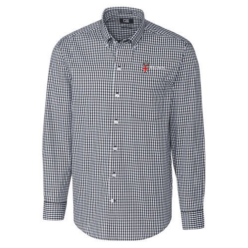  Cutter & Buck Charcoal Gingham Long Sleeve Button Down - Flat University Crest