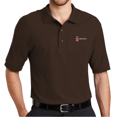  Brown Silk Touch Polo - Flat University Crest