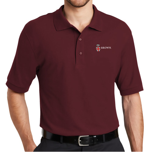  Burgundy Silk Touch Polo - Flat University Crest