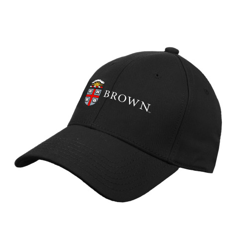  Black Structured Adjustable Pro Style Hat - Flat University Crest