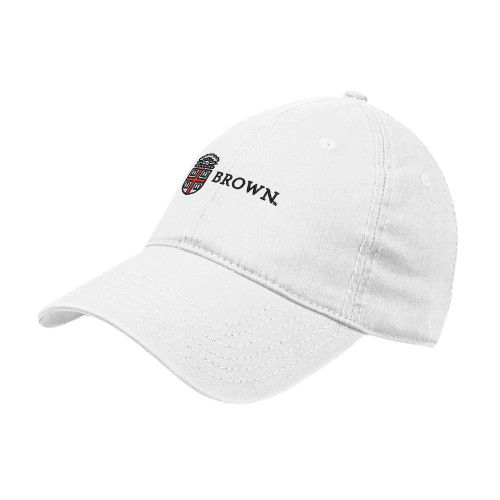  White Unstructured Adjustable Low Profile Hat - Flat University Crest