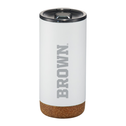  Valhalla Vacuum Insulated White Tumbler 16oz - Brown Wordmark Engraved
