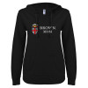 Thumbnail image for  ENZA Womens Black V Notch Raw Edge Fleece Hoodie