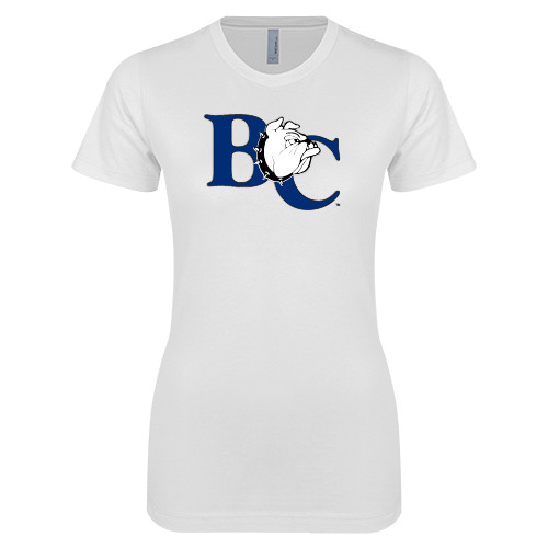  Next Level Womens White Boyfriend Tee - Official Logo