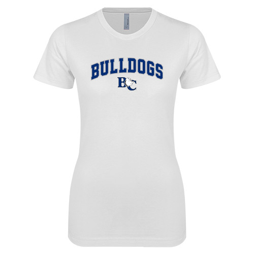  Next Level Womens White Boyfriend Tee - Arched Bulldogs