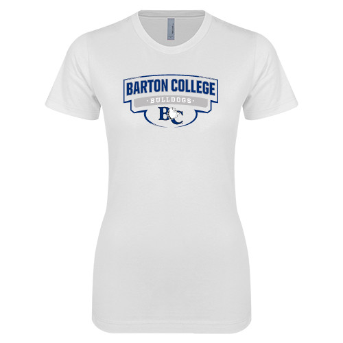  Next Level Womens White Boyfriend Tee - Barton College Bulldogs