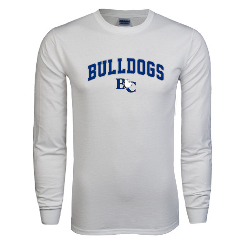  White Long Sleeve T Shirt - Arched Bulldogs