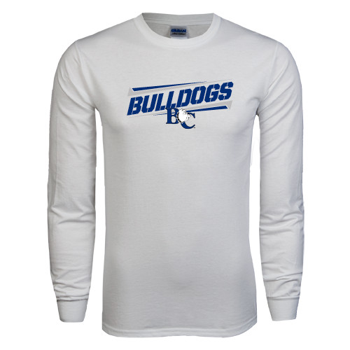  White Long Sleeve T Shirt - Stencil Bulldogs