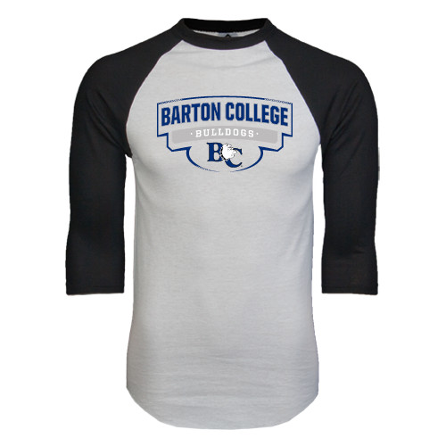  White/Black Raglan Baseball T Shirt - Barton College Bulldogs