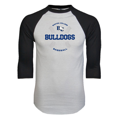  White/Black Raglan Baseball T Shirt - Baseball Design