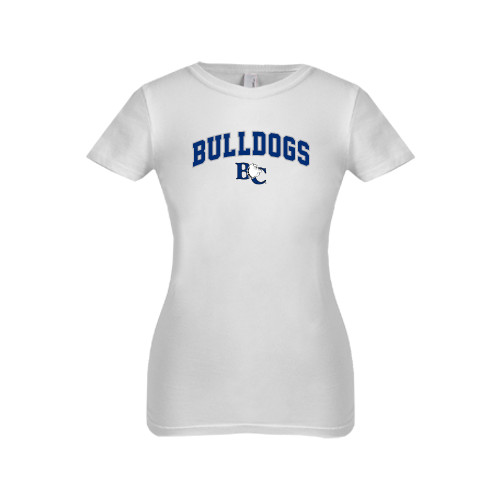  Next Level Girls White Fashion Fit T Shirt - Arched Bulldogs