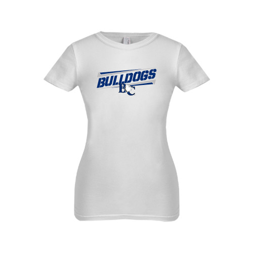  Next Level Girls White Fashion Fit T Shirt - Stencil Bulldogs