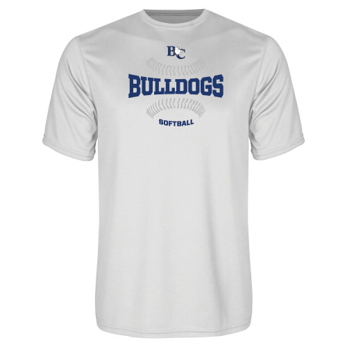  White Performance Tee - Softball Design