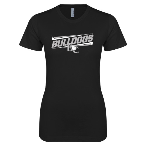  Next Level Womens Black Boyfriend Tee - Stencil Bulldogs