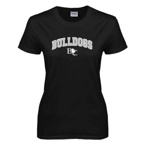  Womens Black Short Sleeve Tee - Arched Bulldogs