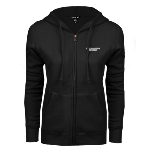  ENZA Womens Black Fleece Full Zip Hoodie - Wordmark