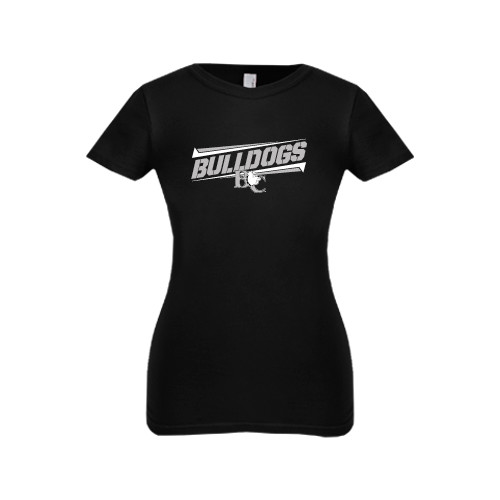  Next Level Girls Black Fashion Fit T Shirt - Stencil Bulldogs